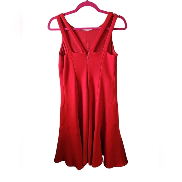 Ann Taylor red crepe Flounce dress pretty strap back sz 2 - Picture 2 of 4